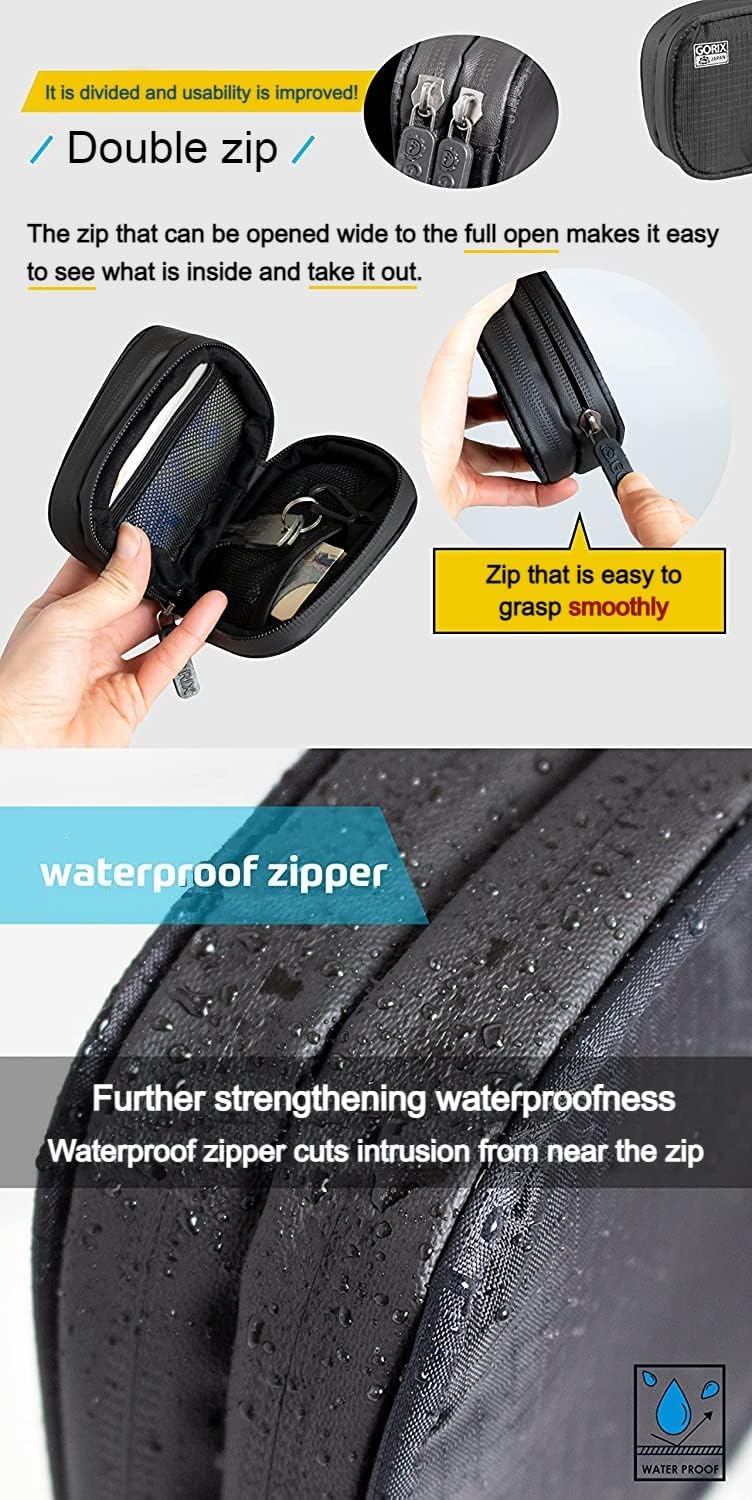 GORIX Cycle Wallet Pouch Kleine Tasche Wasserdichtes Handy Münzfach Rennrad MTB Fahrrad (GX-Bkmini)