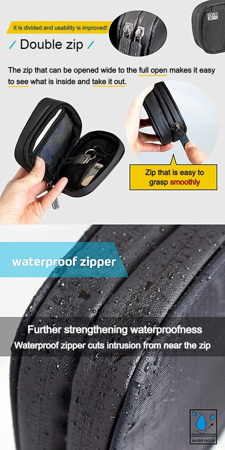 GORIX Cycle Wallet Pouch Kleine Tasche Wasserdichtes Handy Münzfach Rennrad MTB Fahrrad (GX-Bkmini)