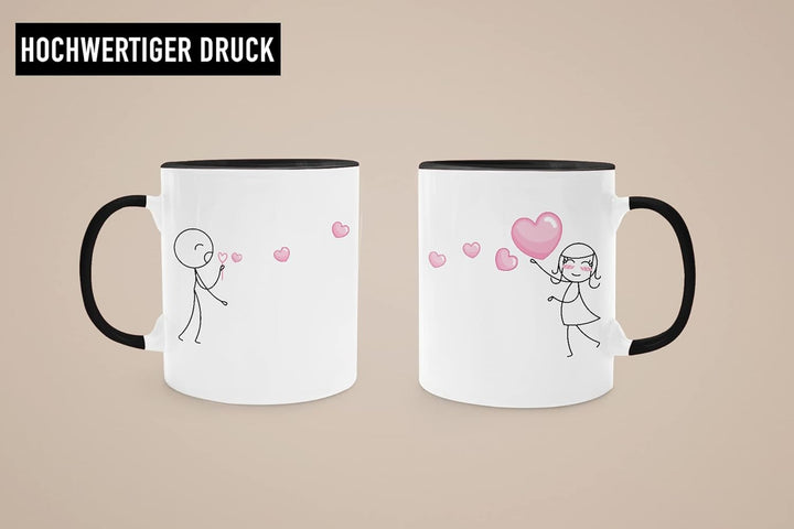 Trendation - Partner Tassen Set Geschenk für Sie Ihn Fernbeziehung Freundin Freund Valentinstag Lieb