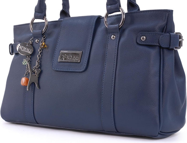 Catwalk Collection Handbags - Leder - Umhängetasche/Handtasche/Schultertasche - MARTINA Blau, Blau