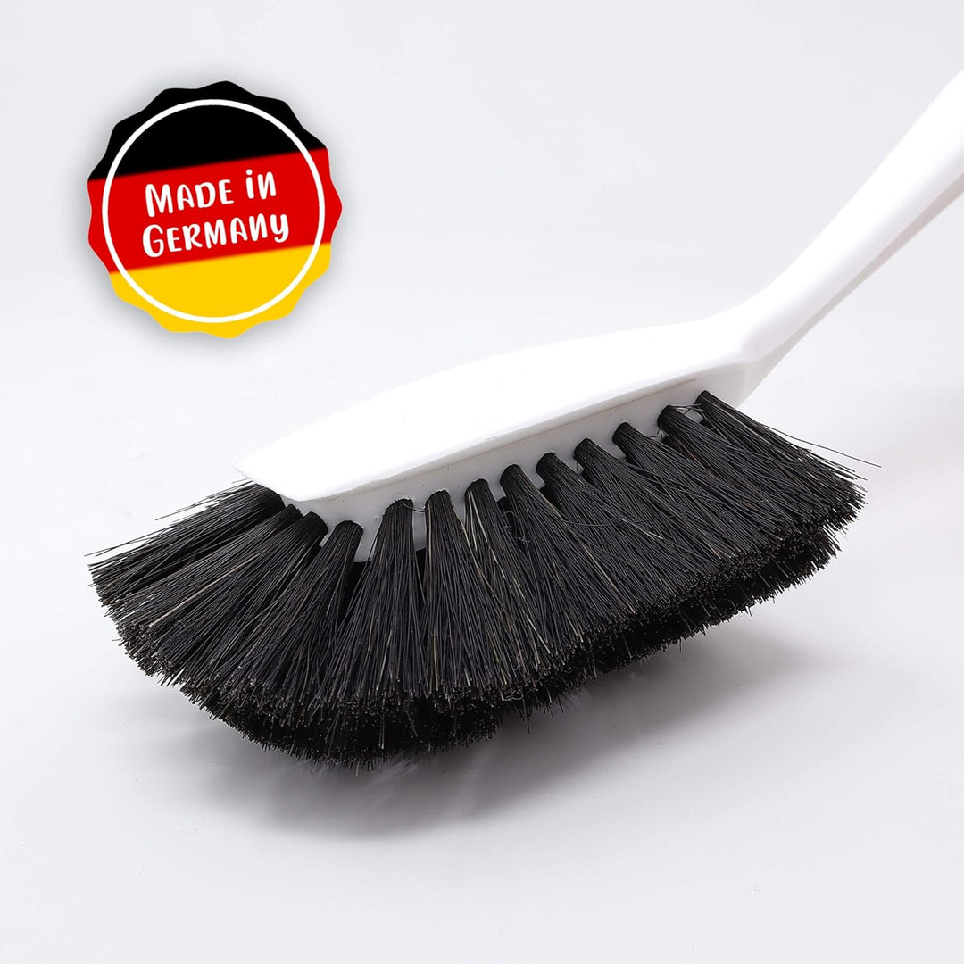 gws Spülbürste Langkopfbürste 4 Bürsten weiss - Küchenbürste mit Schabkante - Besatz Rosshaar Weiss