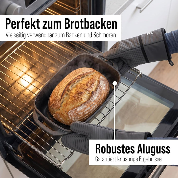 STONELINE Bräter Induktion 40 x 22 cm, 5,6 L, backofengeeignet, Deckel als Auflaufform verwendbar, A