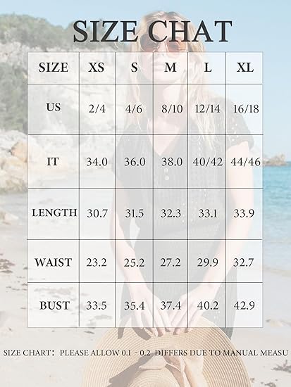 CUPSHE Damen Bikini Cover Up Strandkleid V Ausschnitt Knöpfen Lochmuster Häkelt Freizeitkleider Somm