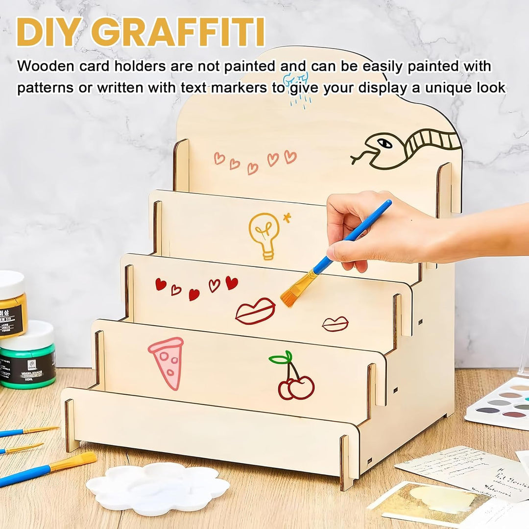 Kartenständer Aus Holz Mit 4 Etage Display Ständer, Präsentationsständer, Postkartenständer, Grusska