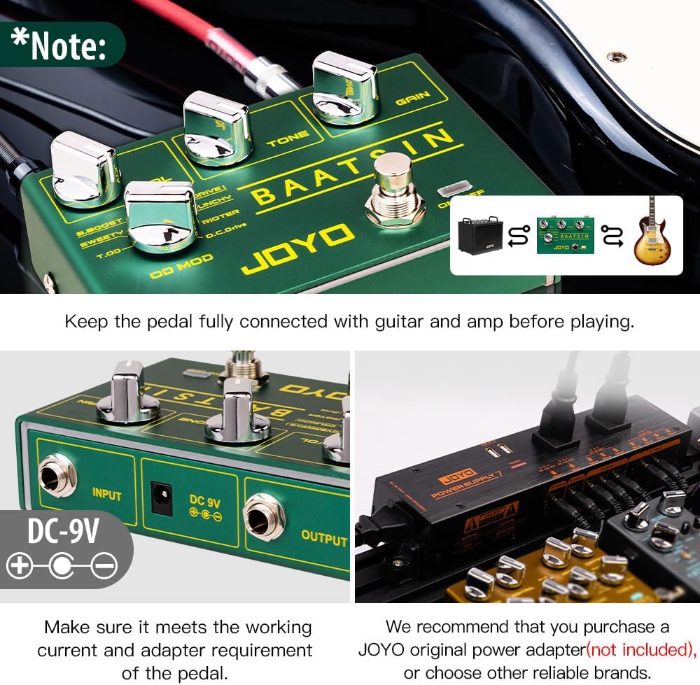 JOYO Pure Analog Overdrive & Distortion Multi Effect Pedal R Series 8 Classic OD/DS Sounds für E-Git