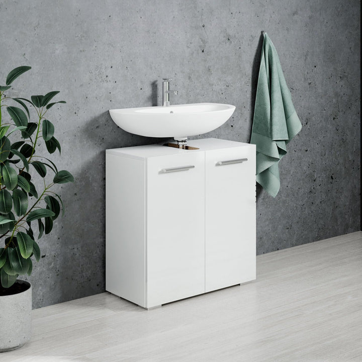 Badezimmer Badmöbel Jupiter - Weiss - Unterschrank Badmöbelset Badschrank Schrank Waschbeckenuntersc