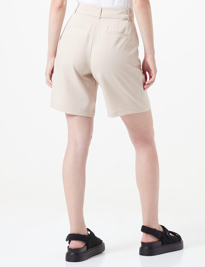 Vila Damen Vimarisa Hw Long Shorts 42 Cement, 42 Cement