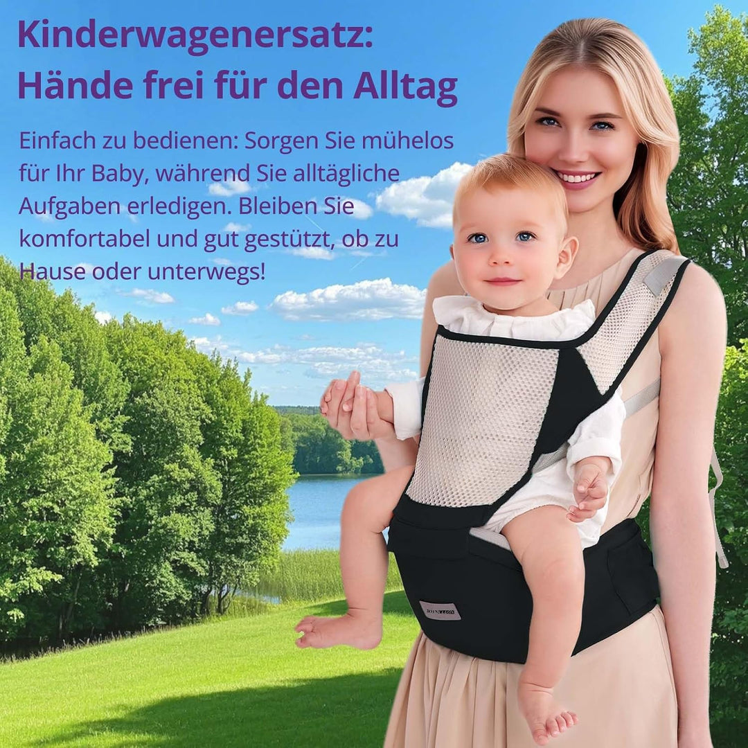 Ergonomische Babytrage mit Verstellbarem Gurt - 6-in-1 Neugeborenen-Kleinkind-Tragetuch, Atmungsakti
