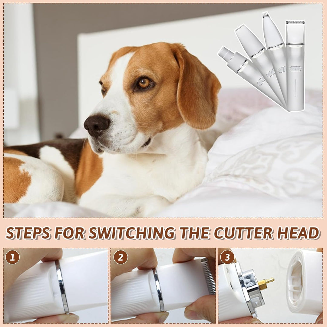 Paw Trim Pro,5-in-1 Pfotentrimmer für Hunde,Leise Hundeschermaschine mit LED-Licht und Laser,Hunde H