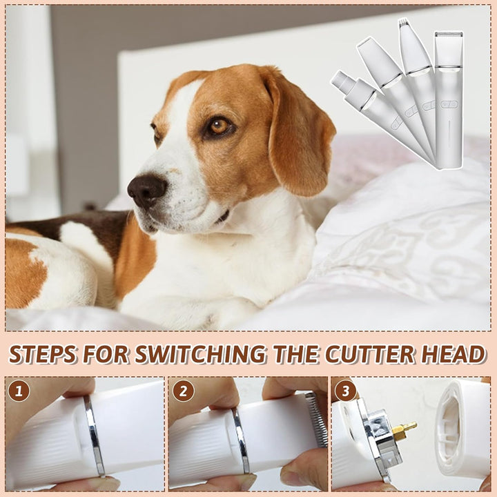 Paw Trim Pro,5-in-1 Pfotentrimmer für Hunde,Leise Hundeschermaschine mit LED-Licht und Laser,Hunde H