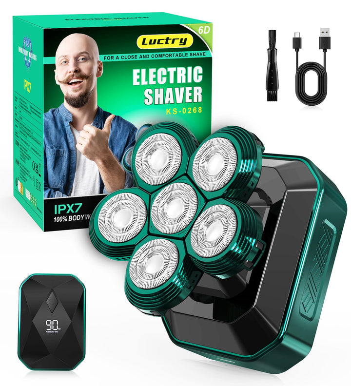 Glatzen Rasierer Herren elektrisch, Luctry Kopfrasierer für Männer mit Glatze, IPX7 Wasserdicht Glat