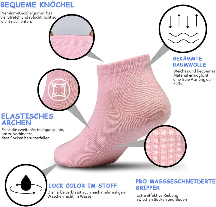 GRPSKCOS Rutschfeste Socken Kinder 12 Paar Stoppersocken Kinder ABS Socken Kinder Antirutschsocken f