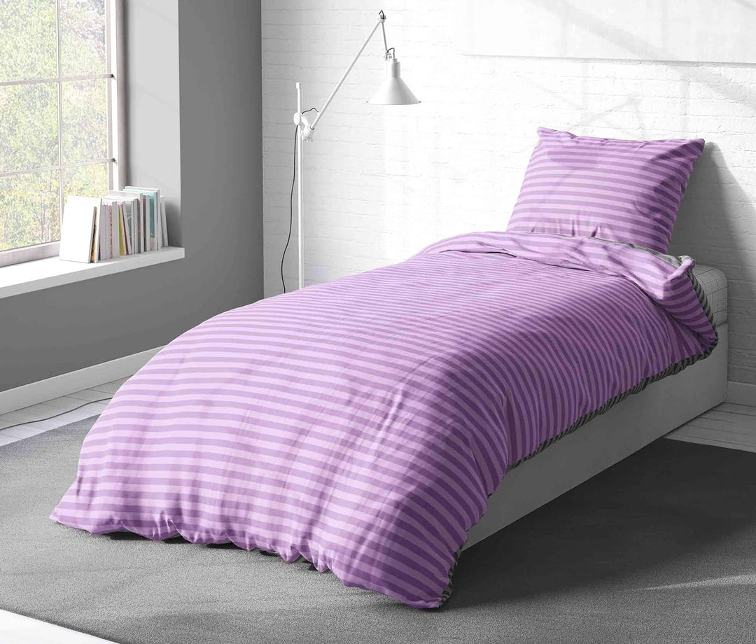 Leonado Vicenti Bettwäsche Baumwolle Lila Grau 155x220 Deckenbezug 80x80 Kissenbezug Wendebettwäsche