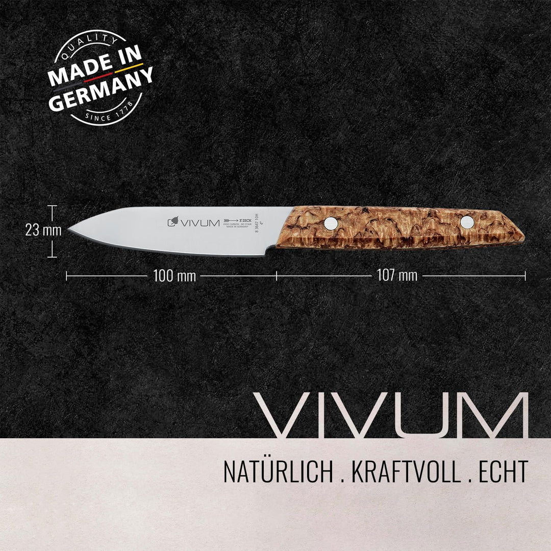 F.DICK Officemesser VIVUM (mit 10 cm Klinge, für feine Schneidarbeiten, mit Birkenholzgriff, 58 HRC,