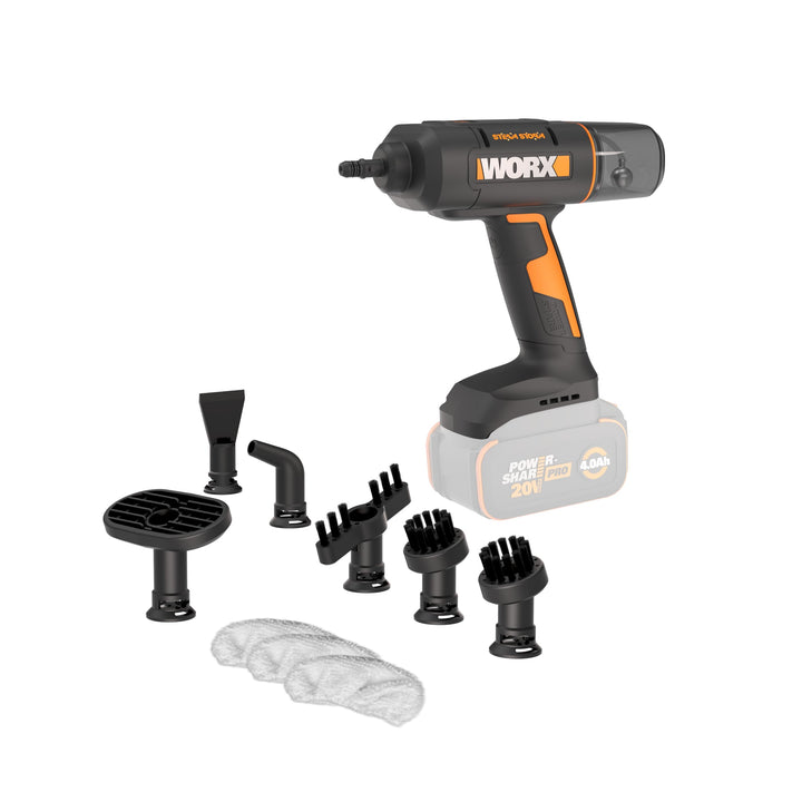WORX 18V(20V MAX) kabelloser Handdampfreiniger WX770.9, Dampfreiniger für 220°F, tötet Keime, 8-Seku