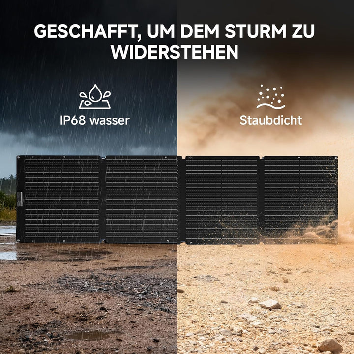 ALLPOWERS SOLAX SE200 200W Solarpanel: Faltbares Solarmodul mit Verstellbaren Ständern, IP68 Wasserd