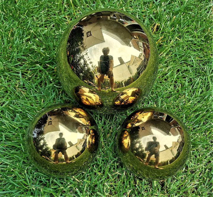 Dekokugel Gold poliert 3er Set 15-10-10 cm aus Edelstahl Kugel Dekorationskugel Gartenkugel