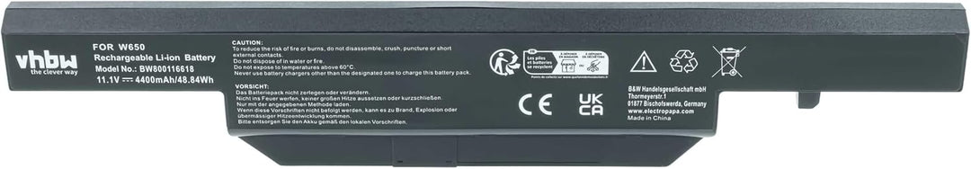 vhbw Akku kompatibel mit Clevo W650, W650S, W650SC, W650SH, W650SJ, W650SR, W650SZ, W670SJQ Laptop N