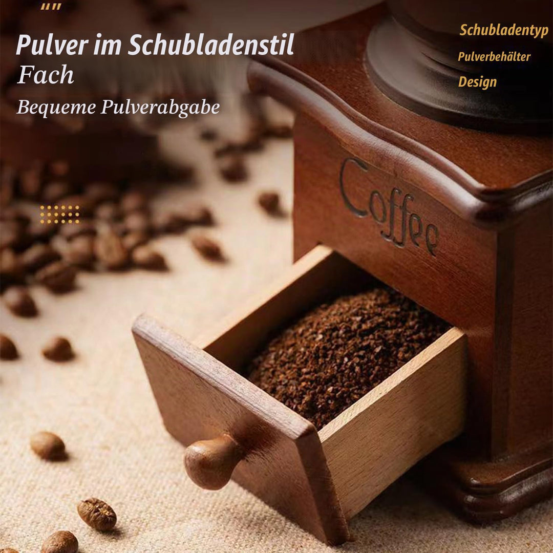 Vintage Kaffeemühle Manuell aus Holz, Vintage-Kaffeemühle, Manuelle Kaffeemühle, Kaffeebohnenmühle