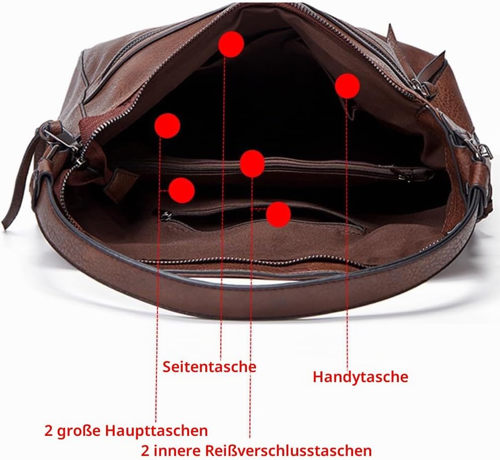 Sacmill Damen Handtasche PU Leder Umhängetasche Shopper Top-Griff Tragetaschen Elegant Schultertasch