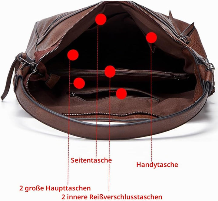 Sacmill Damen Handtasche PU Leder Umhängetasche Shopper Top-Griff Tragetaschen Elegant Schultertasch