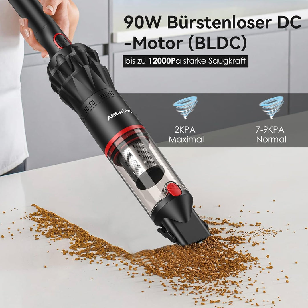 Akitas Pro H2 Handstaubsauger, Handstaubsauger Akku - 0,5 kg Ultra-Leichter Staubsauger: Bis zu 26 M