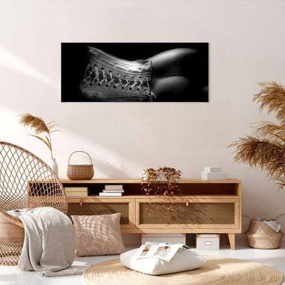 Wandbilder Dekoration Wohnzimmer Weiblicher Körper Leder Korsett Frau Bilder auf Leinwand 120x50cm L