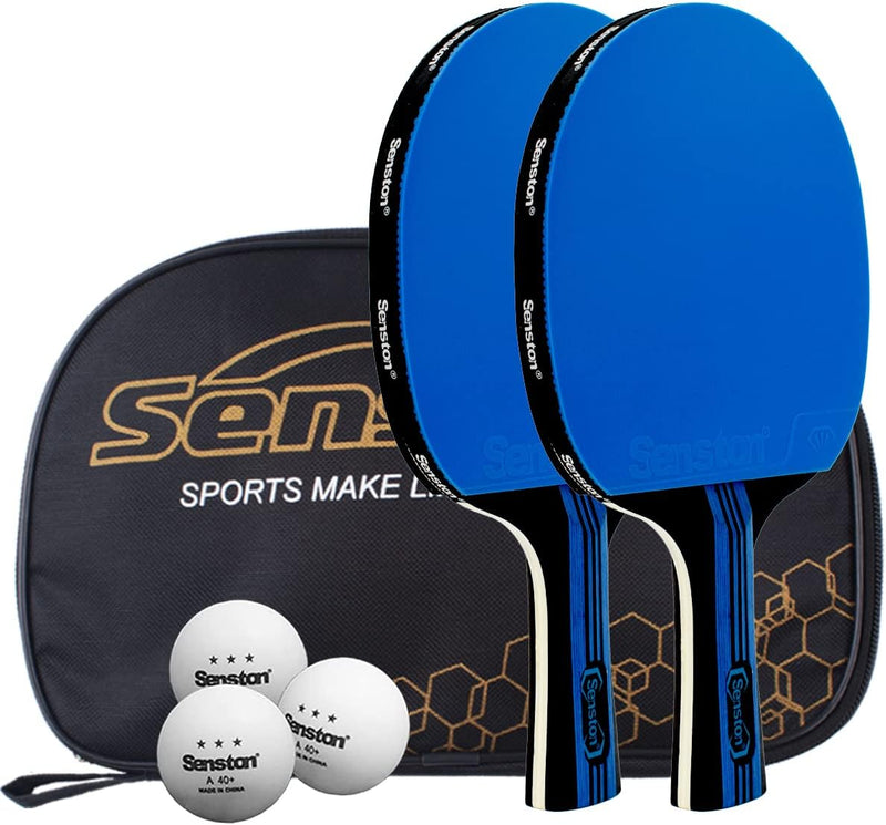 Senston Tischtennisschläger Set, 2 Tischtennisschlager, 3 Tischtennis Bälle und 1 Tasche Gut für Stu