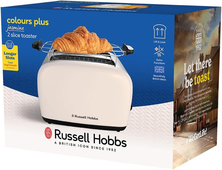 Russell Hobbs Toaster [für 2 Scheiben] Colours Plus Jasmine (6 Bräunungsstufen, breite Toastschlitz,