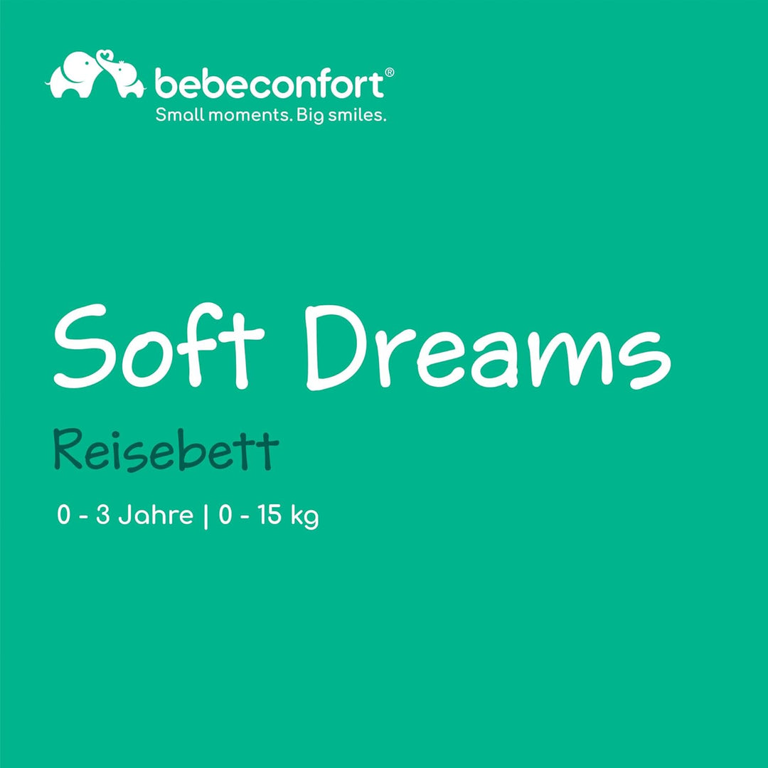 Bebeconfort Soft Dreams, Reisebett Baby, 0–3 Jahre (0–15 kg), leichtes Reisebettchen, Matratze aus H