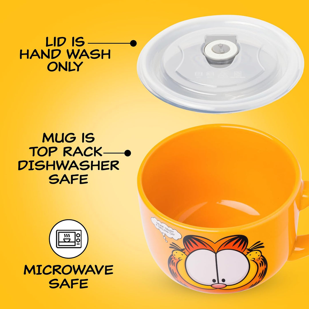 Silver Buffalo Garfield Keramik-Suppentasse mit belüftetem Kunststoffdeckel, 680 ml Garfield Never T