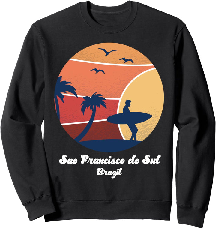 Sao Francisco Do Sul Brasilien Surfen Vintage Surfer Strand Sonne Sweatshirt