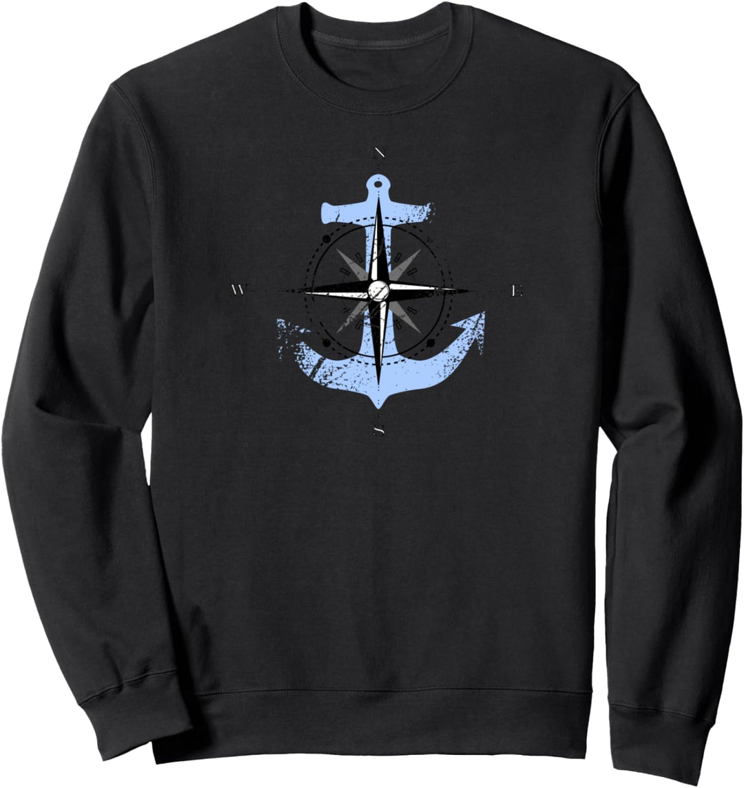 Kompassrose Anker Kompass Segeln Boot Norden Maritimes Sweatshirt