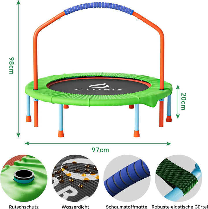 CLORIS 101,6 cm faltbares Fitness-Trampolin – maximale Belastung 220bl, Rebounder mit verstellbarem