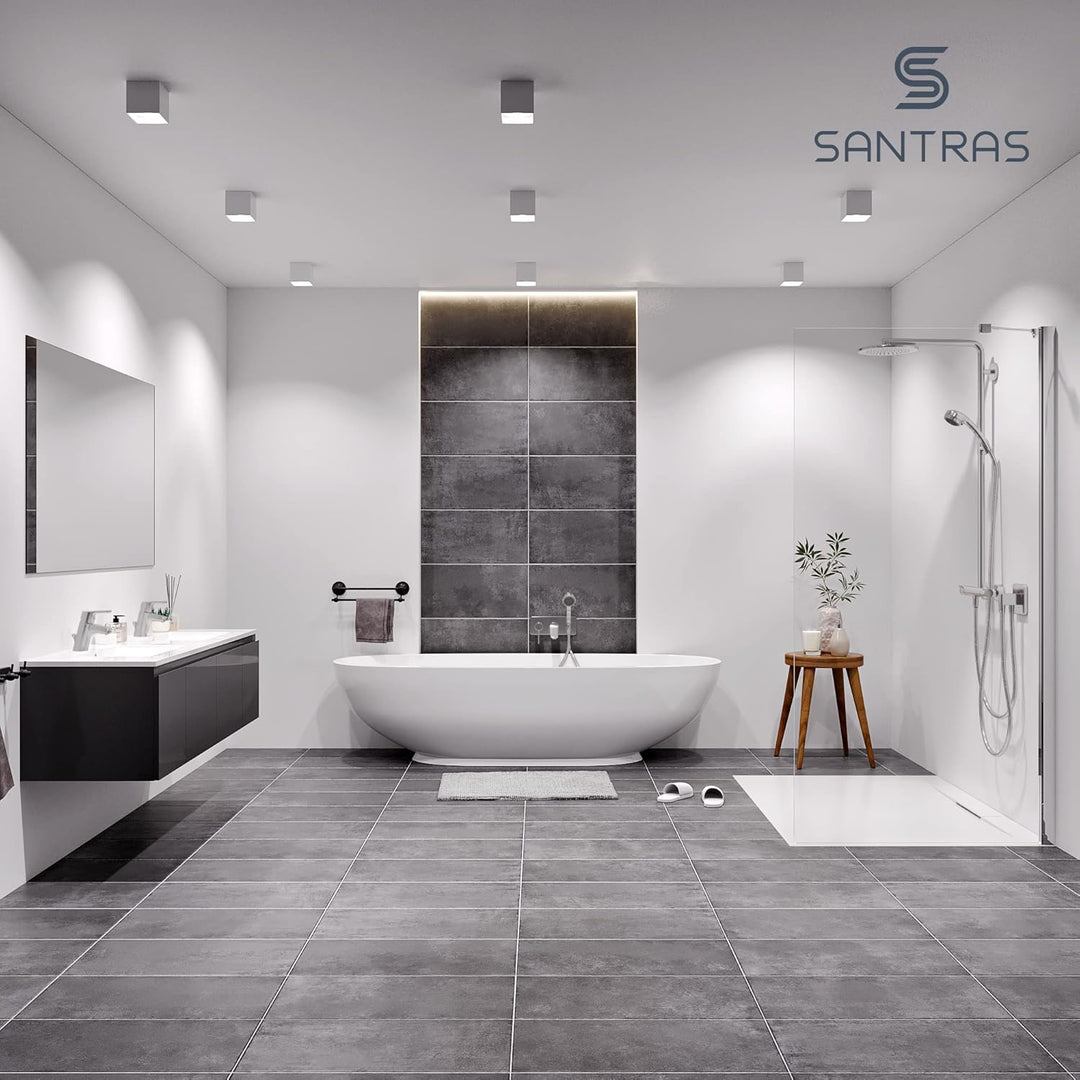 SANTRAS® Handbrause PLATINUM mit fünffach verstellbaren Duschkopf mit Wassersparer in Chrom – Brause