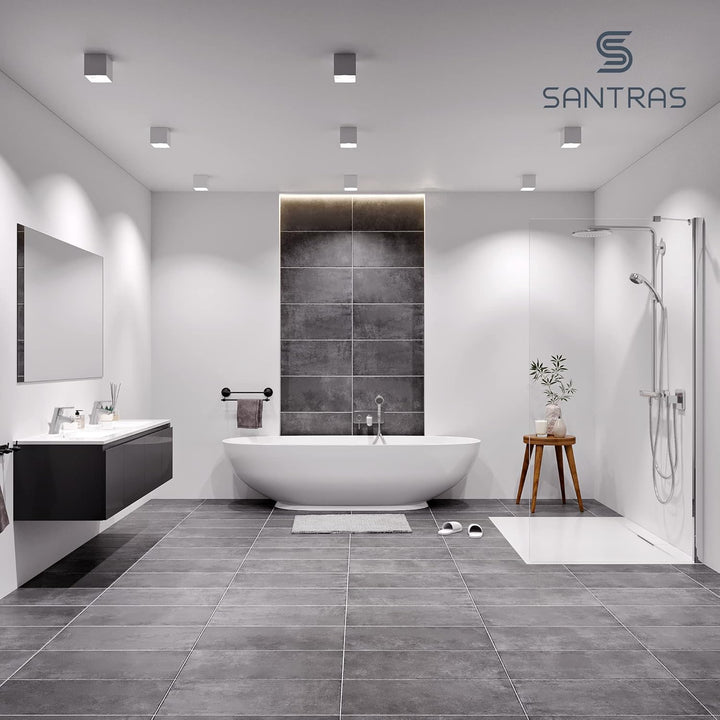 SANTRAS® Handbrause PLATINUM mit fünffach verstellbaren Duschkopf mit Wassersparer in Chrom – Brause