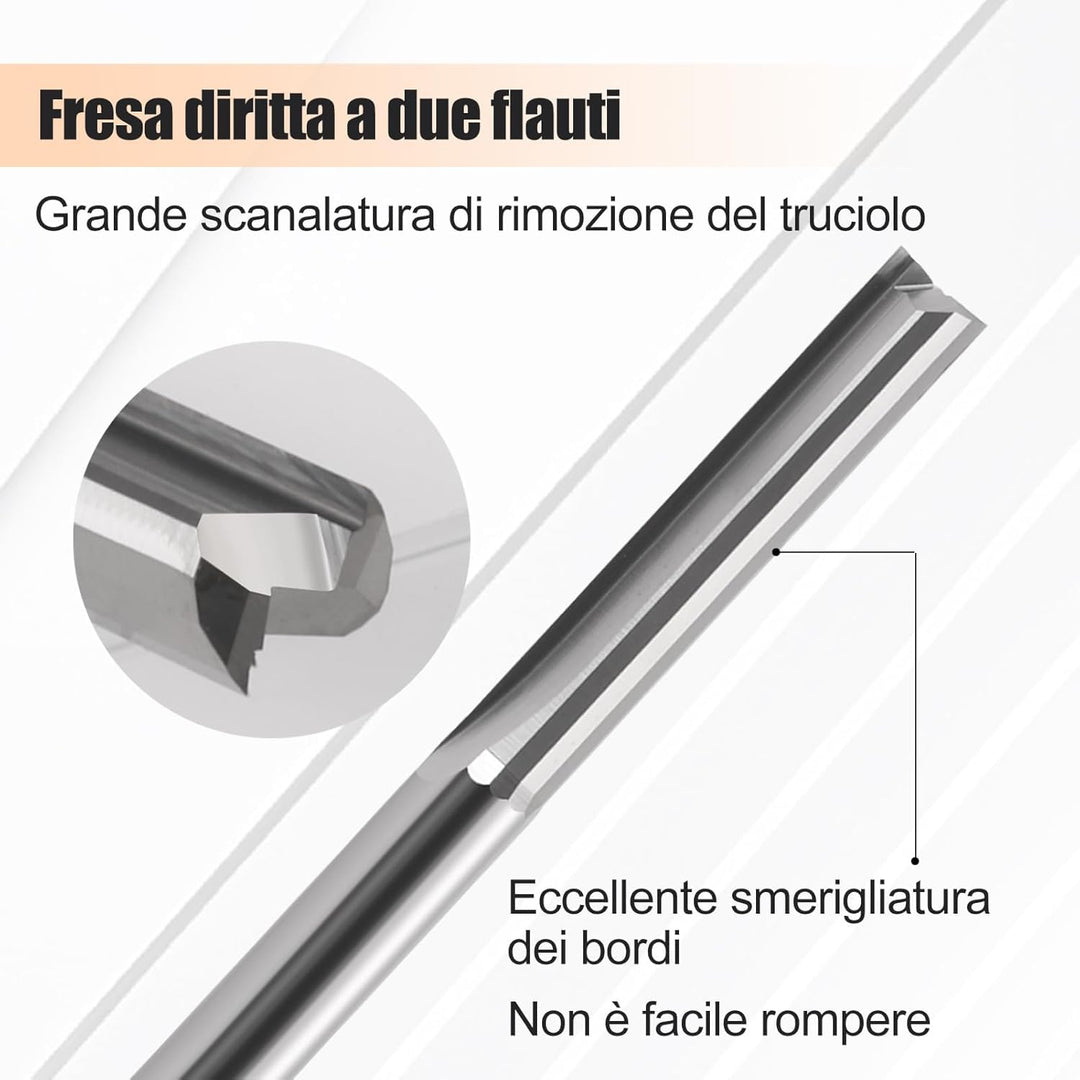 10 Stück CNC-Fräser, gerader Fräser mit 1/8 Zoll Schaft, gerade Nuten, 2-Nuten, 22 mm CEL/45 mm OAL,