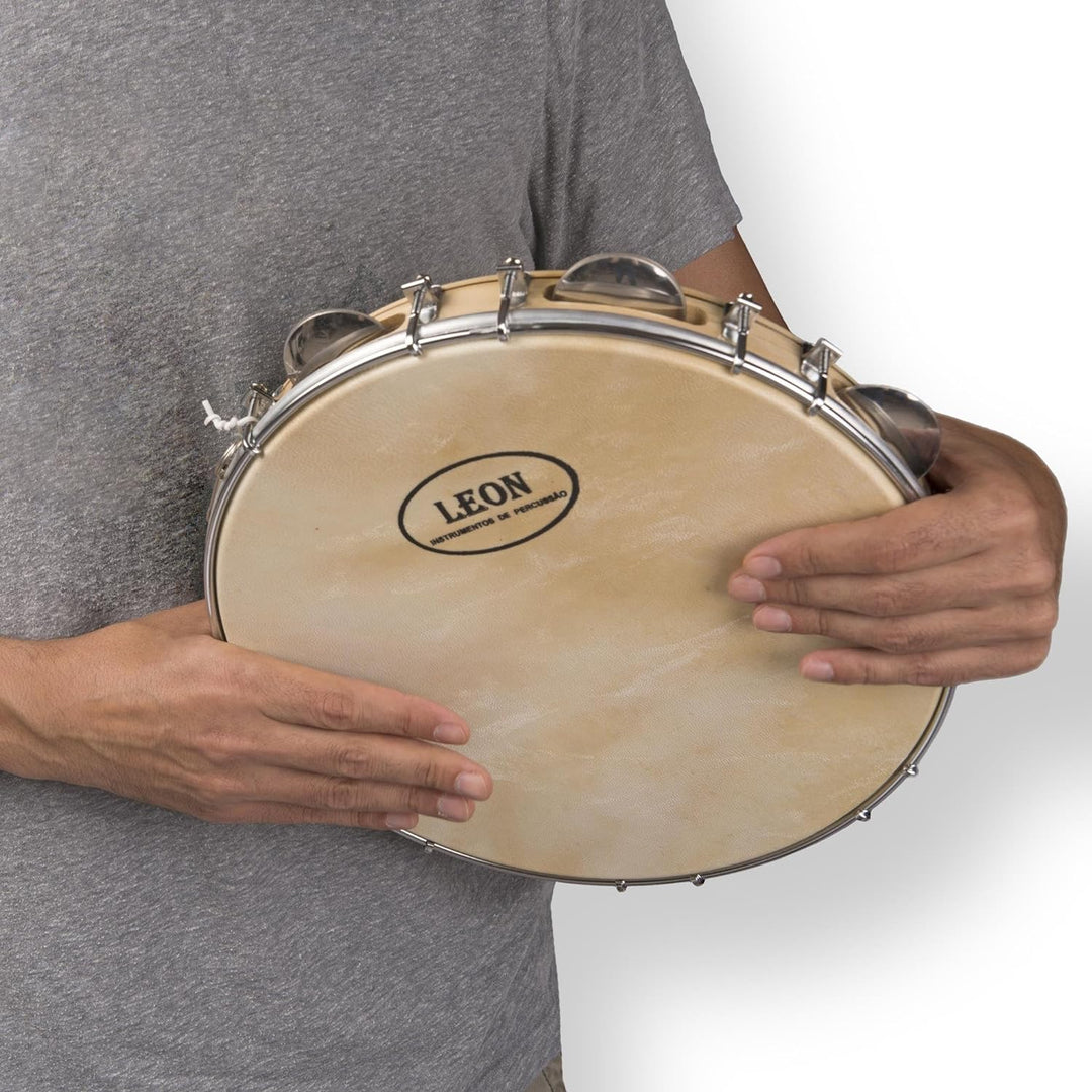 25cm Capoeira Leather Pandeiro Drum Tambourine Samba Brasil Wood Music Instrument 10"