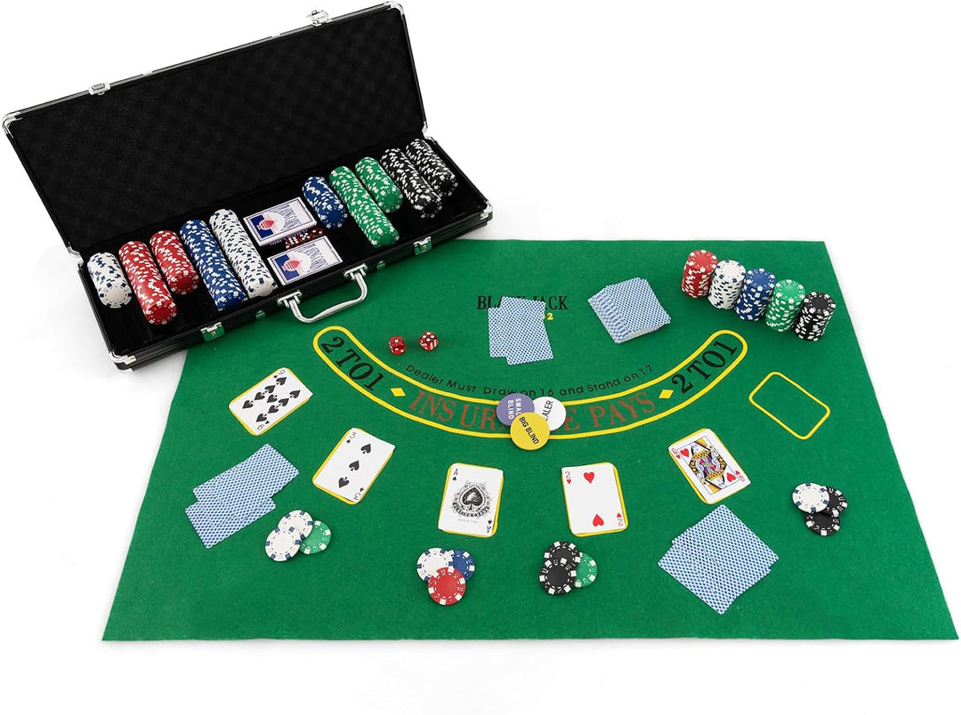 COSTWAY Pokerset mit 500 Laser-Chips | Pokerkoffer Alu | Pokerchips | Poker Komplett Set | Pokerkoff