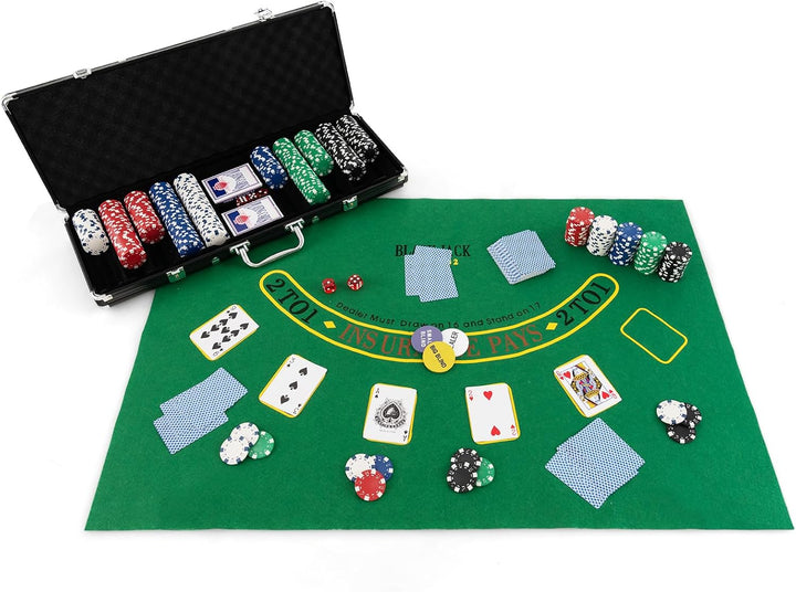 COSTWAY Pokerset mit 500 Laser-Chips | Pokerkoffer Alu | Pokerchips | Poker Komplett Set | Pokerkoff
