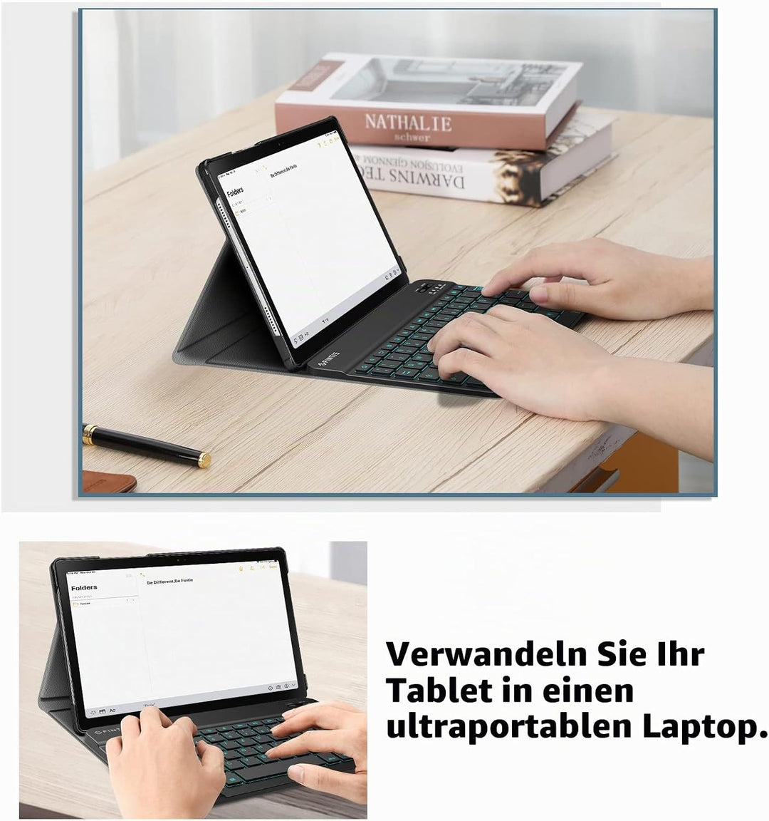 FINTIE Beleuchtete Tastatur Hülle für Samsung Galaxy Tab A8 10.5 Zoll 2022/2021 SM-X200/X205/X207 -