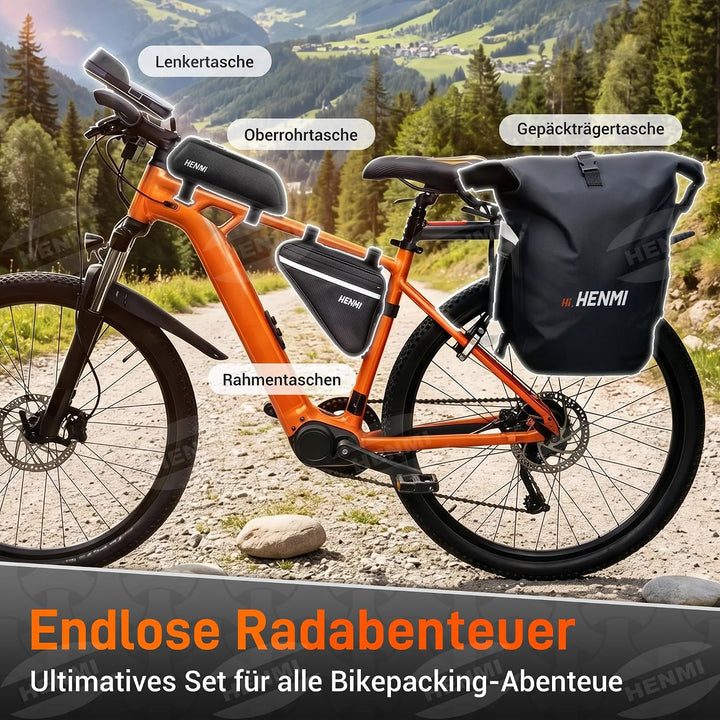 HENMI Oberrohrtasche Fahrrad 1,5 Liter, Fahrrad Rahmentasche Wasserdicht mit Magnetverschluss Oberro