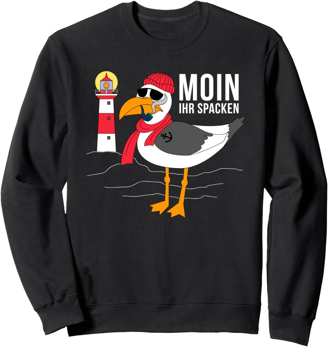 MOIN Ihr Spacken Möwe Anker Lustiger Spruch Plattdeutsch Sweatshirt