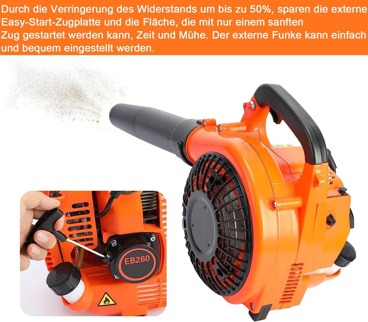 Yirtree Benzin-Laubbläser,tragbar,leicht,leistungsstarker 2-Takt-Motor,26cc Handheld Blatt Gebläse,7