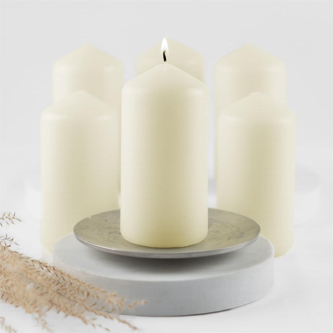 HOFER STUMPENKERZEN SET 60 x 120 mm – elfenbein, creme, champagner | besonders lange Brenndauer ca.