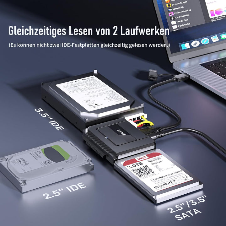 UNITEK Unitek IDE SATA zu USB Festplattenadapte, USB SATA IDE Externer Festplattenleser für 2,5/3,5