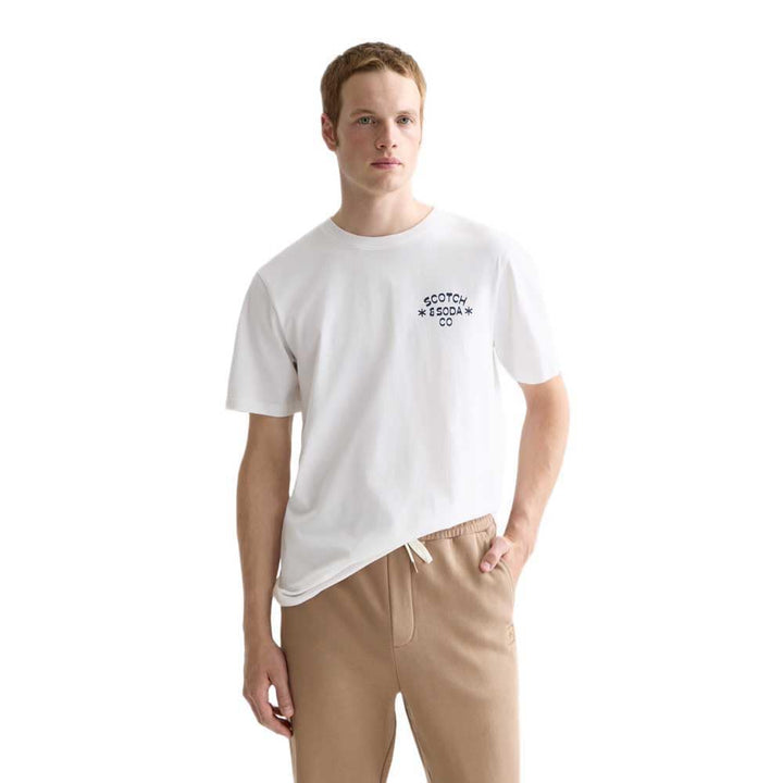 Scotch & Soda Herren Front Left Chest Artwork T-Shirt S Bright White 101, S Bright White 101