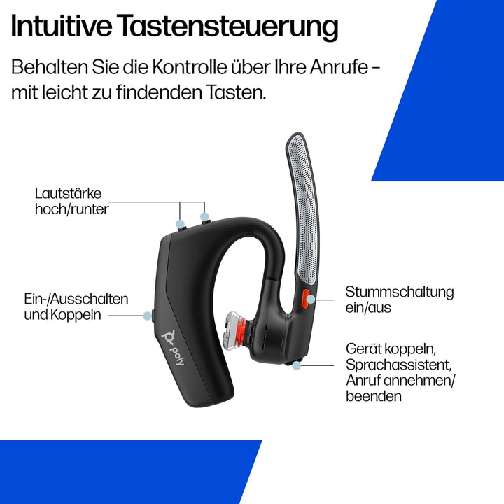 Poly Voyager Legend 30 Bluetooth-Headset – Noise Cancelling, WindSmart, Smart-Sensor, 10 Stunden Akk