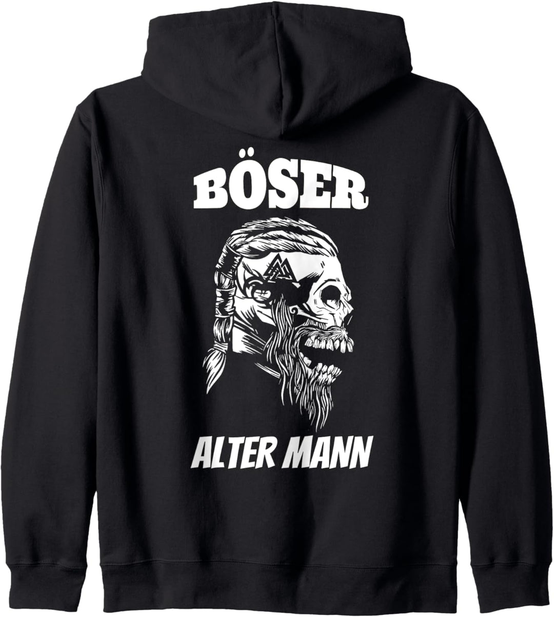 Retro Biker Böser alter Mann als Totenkopf Schädel Skull Kapuzenjacke