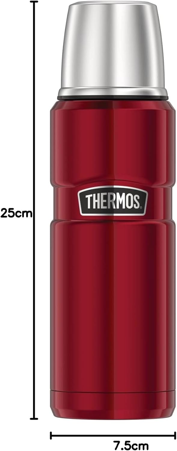 Thermos 4003.248.047 Thermosflasche Stainless King, Edelstahl Cranberry 0,47 l, Drehverschluss, 12 S